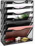 EasyPAG Office Supplies Wall File Organizer 7 Tier Assembly Vertical Hanging File Folders Holder Paper Rack,Black