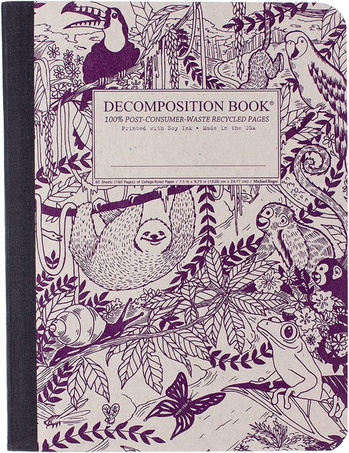 Decomposition Rainforest College Ruled Composition Notebook, 9.75 x 7.5 Journal with 160 Lined Pages, Notebooks for
