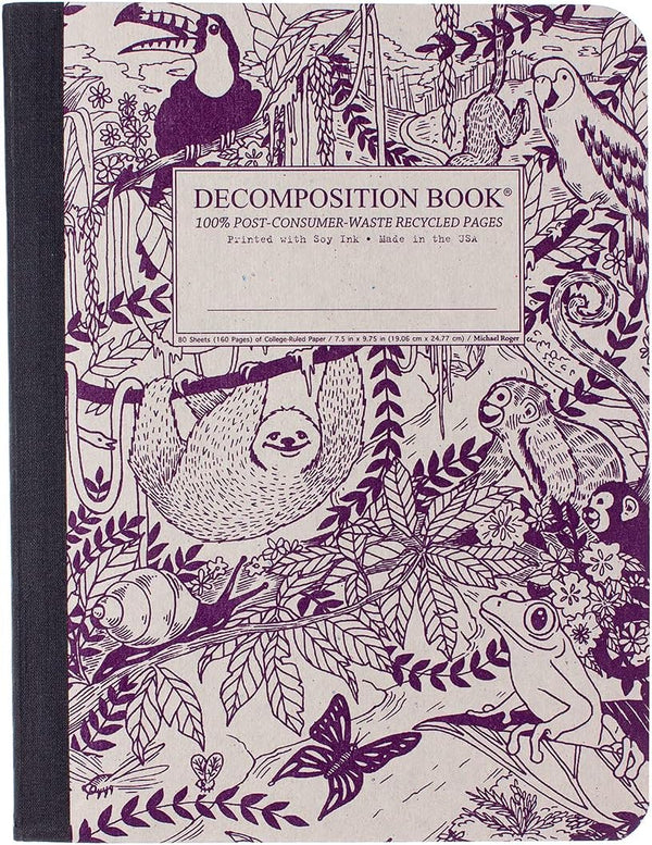 Decomposition Rainforest College Ruled Composition Notebook, 9.75 x 7.5 Journal with 160 Lined Pages, Notebooks for