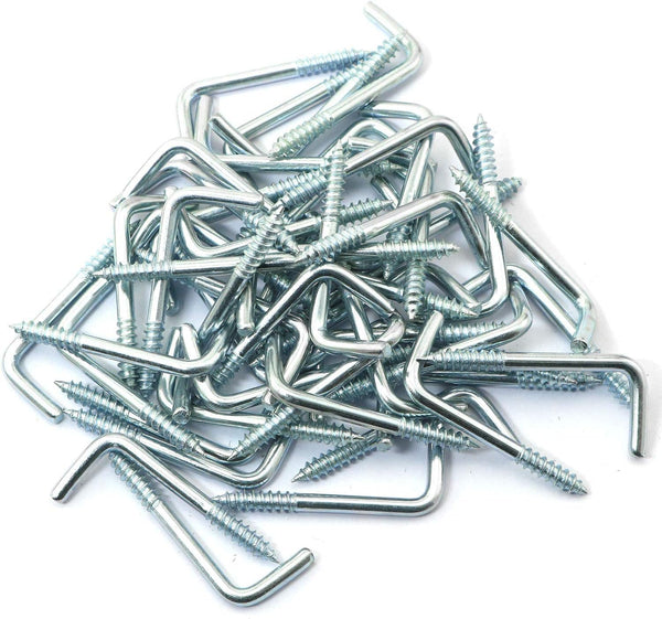 DTTRA 40PCS Carbon Steel Self-Tapping Screw Hooks, L Shape Right Angle Hooks, 1.3" x 0.5"