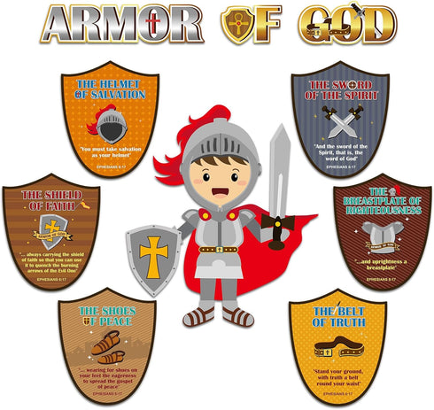 gisgfim Armor of God Bulletin Board Decorations, Christian Bible Verse Cutouts for Classroom Decor