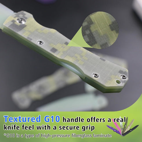 G10 G10 JIN Alpha Knife for Kids, Folding EDC, Fake Toy Knives, DIY Kit, Kids Pocket Knife, Dull, Safe Camo Blade