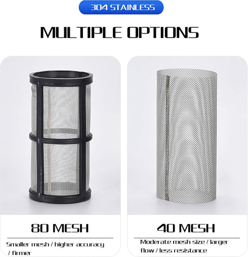 Water Filter 3/4'' Female Twist-On Pipe Strainer - Nylon PA66 Cover, PC Bowl, 304 Stainless Screen (40 and 80 Mesh)