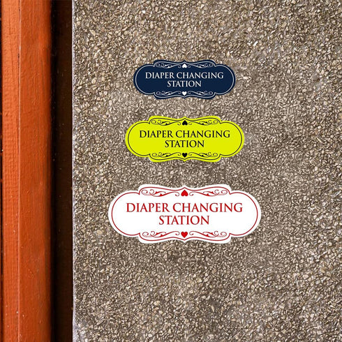 Designer Brushed Silver Diaper Changing Station Sign - Small