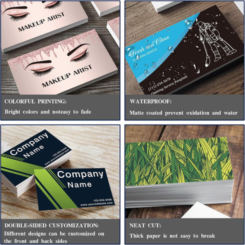 Tredane 1000 3.5"x 2" Custom Business Cards Customized with Logo Photo Text, Personalized Business Cards PCS Printable