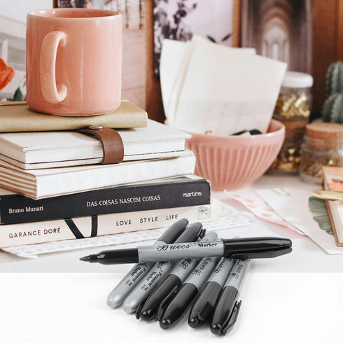 Buecs 200 Count Permanent Markers, Black Permanent Markers, Fine Point, Waterproof & Smear Proof Markers, Quick Drying