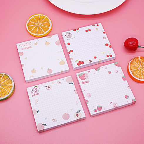 Sticky Notes, Cute Kawaii Sticky Notes 3.1x3.1in, 4 Pads, 80 Sheets/Pad, Self-Stick Note Pads, 4 Unique Patterns