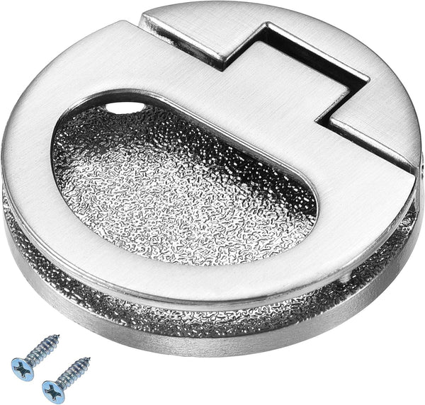 uxcell Flush Pull Ring Handle, 43.5x7mm, Plane Drawer Door Pull, Brushed Silver Tone