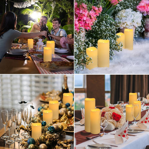 YOROXRG Set 24 4 4" 5" 6" 2.2"),for of Waterproof Outdoor Flameless Candles, LED Candles with Remote and Timer,(H x D