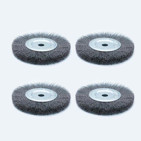 6inch Bench Wire Wheel Brush Set for Rust, Burr, Paint, and Corrosion Removal, 4 Pieces