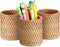 BTSKY 3 Pack Rattan Pen Cup, Handmade Desk Pencil Holders, Multi-Functional Woven Basket Organizer