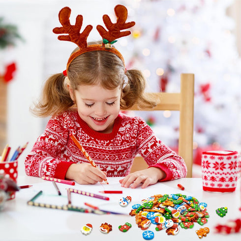 ZAKVOOR 50 Pcs Large Christmas Pencil Erasers Bulk for Classroom, Party Favor, Gift Filling