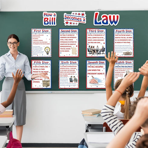 party greeting 11pcs American Bill and Law Bulletin Board Set, US Government History Decor for Middle School Classroom