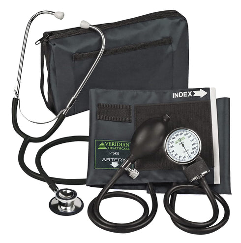 ProKit Aneroid Sphygmomanometer with Dual-Head Scope, Adult, Black, (02-12701)