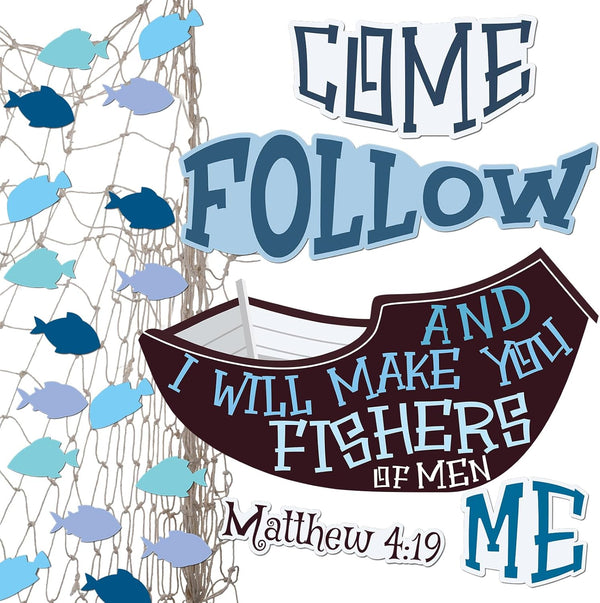 Fulmoon Fishers of Men Bulletin Board Cutouts Religious Sets Large Ship Fish Name Tags for Sunday School