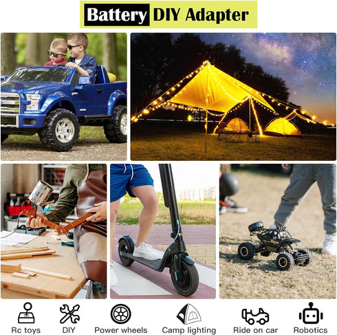 2 Packs Power Wheels Adapter for Ryobi 18V Battery Adapter Power Wheels Battery Conversion Kit with Switch, Fuses & Wire Terminals, 12AWG Wire, Power Connector for DIY RC Car Toys and Robotics