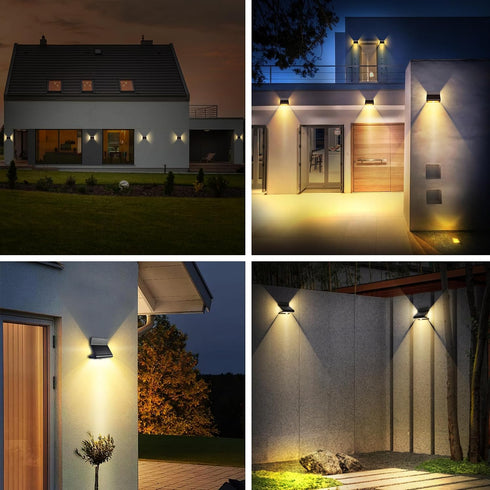 3 IP44 (2 Pack) AURAXY Motion Sensor Outdoor Lights with Optical Lens - Modes, Waterproof Solar Wall Light for Garden