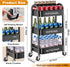 Rcemlip 3 Tier Black Rolling Cart Metal with Wheels, Basket, Cups & Hooks, Three Tier Utility Carts on Wheels, Can