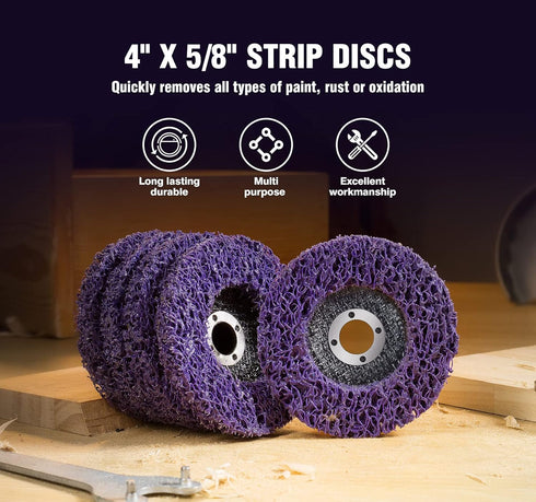 5PCS 4'' x 5/8'' Strip Discs Paint Stripper Wheel for Angle Grinder, Power Tools for Clean Paint Stripping