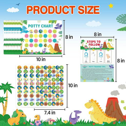 EUUBIRD 10 280 Dinosaur Potty Training Chart for Toddlers, Potty Training Sticker Charts with Reward Stickers, Potty