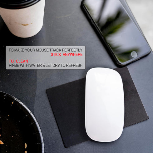 Mouse Pad with Adhesive Bottom, Sticks to Any Surface, Portable with Webcam Covers and Screen Cleaner Included (Blank