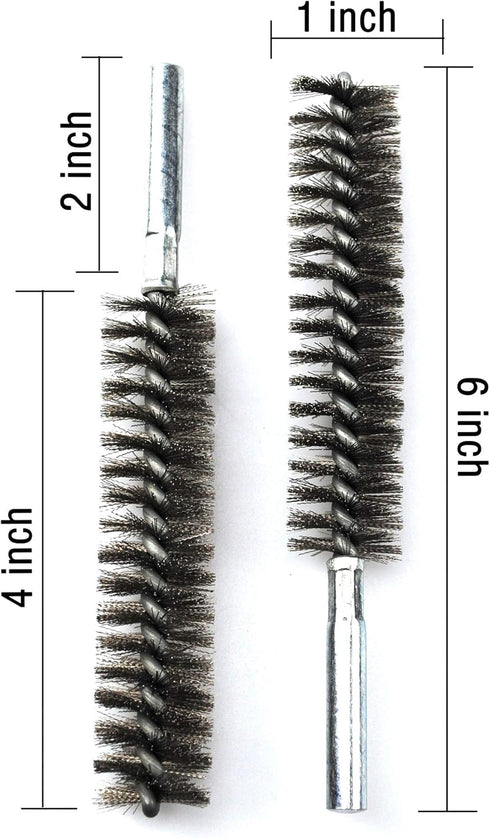 6pcs Pipe Cleaning Brush Set, Stainless Steel Bristles for Auto Parts, Bottles, Guns, Tubes, Etc. (1" 25mm)