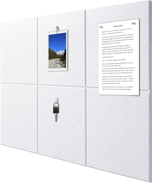 Felt Wall Tiles Bulletin Board, Large Cork Board Alternative 6 Pack 11.81”x11.81”x0.47” with Safe Removable Adhesive