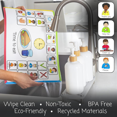 SMARTY MATS (6 Pack) Communication Speech Therapy Placemats for Autism & Non-Verbal Kids Visual Boards, ABA Therapy
