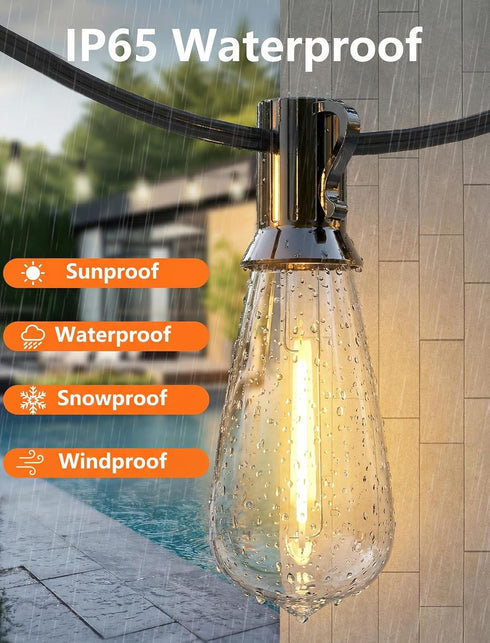 20Ft, 22 ST40 Bulbs E17 2700K Dimmable Oviejo LED Outdoor String Lights for Patio Waterproof Patio String Lights