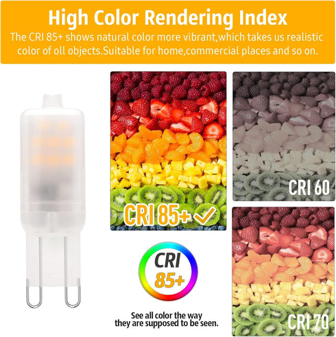 G9 Bulb 2W (20Watt Dimmable 120V 200LM 2700K White,T4 G9 Bulb 360 10Pack LED Frosted Equivalent), Not Soft Warm