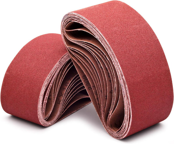 3 x 18 inch Sanding Belts, 120 Grit Aluminum Oxide Belt Sander Belt for Woodworking, 24 Pack