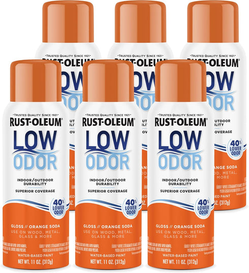 Rust-Oleum Low Odor Premium Spray Paint, 11 oz, Gloss Orange Soda, 6