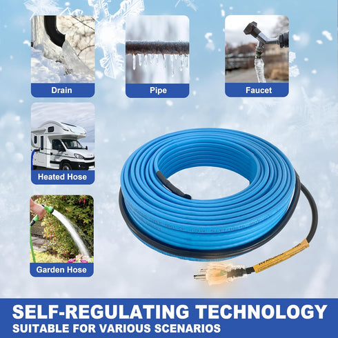 MAXKOSKO 9Ft. 120V Self-Regulating Heat Tape for Water Pipes, Suitable for Metal and Plastic Water Pipes