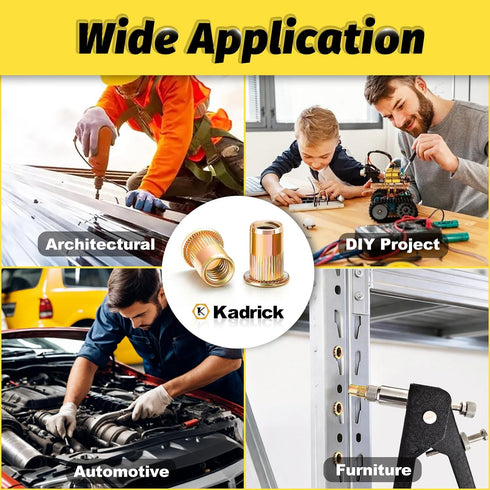 Kadrick 560PCS (M3 M4 M5 M6 M8), 16" 5 Rivet Nuts Tool Kit with Metric Threaded Rivets Heavy-Duty Rivet Nut Gun