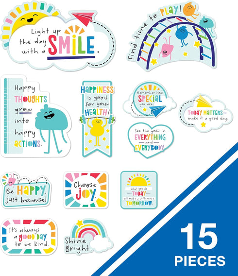 Carson Dellosa Happy Place 15 pc Bundle Motivational Bulletin Board Set, Rainbow Decorations and Positive Affirmations
