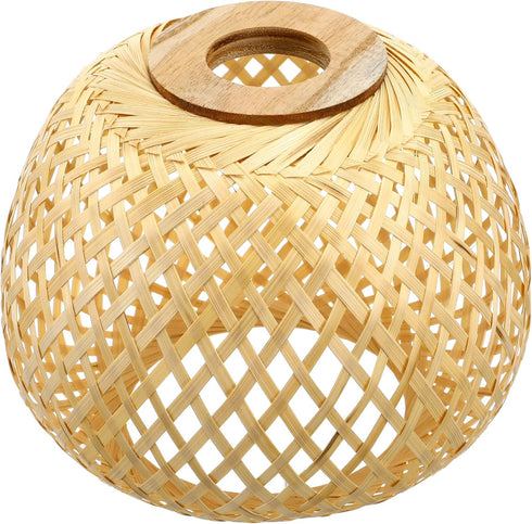 7.67 Inch UPKOCH Woven Bamboo Lamp Shade Pendant Light Cover Rustic Rattan Ceiling Lamp Shade for Home Bedroom