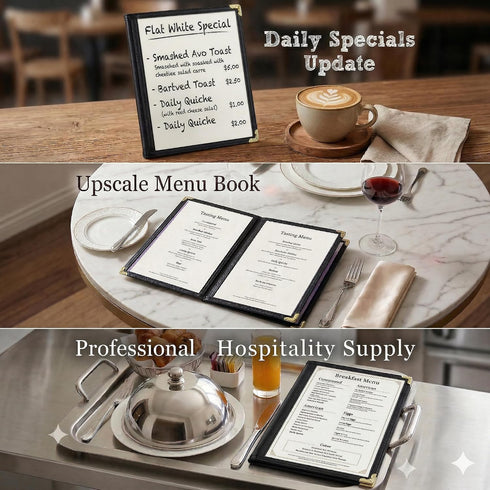 2 Pack 8.5 11 Inch, 4 8 ZHENYI Menu Covers x Page View Clear PVC Restaurant Folders, Durable Drink List Sleeves