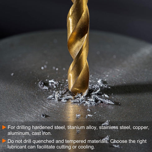 HARFINGTON 2pcs Twist Drill Bits - 5.8mm Titanium Coated HSS-E M42 High Speed Steel for Stainless Steel