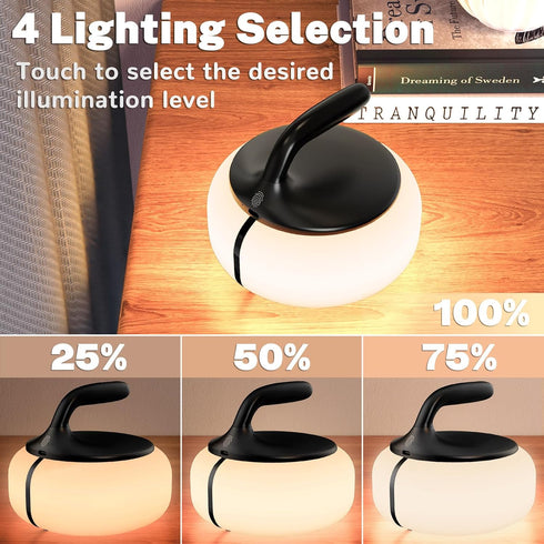 RGB Table Lamp, Cordless Rechargeable Portable Night Light, 6000mAh Battery Operated Dimmable LED Ambient Lighting