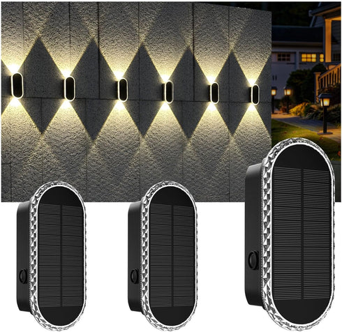 Solar Fence Lights Outdoor, 3000K/4000K/6000K 3 Modes Solar Wall Lights Outdoor Waterproof,