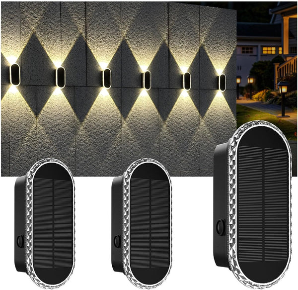 Solar Fence Lights Outdoor, 3000K/4000K/6000K 3 Modes Solar Wall Lights Outdoor Waterproof,