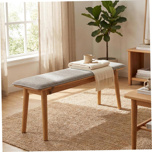 Temeemeg 59x16in Bench Cushions, Soft Corduroy Bench Cushion with Non-Slip Bottom and Ties, Thick Plush Seat Cushion