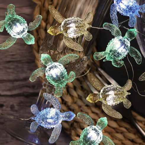 10ft 30LED JASHIKA Beach Theme Sea Turtle Fairy Lights Marine Life Waterproof Battery Operated String Lights Indoor