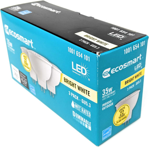 Ecosmart 35W Equivalent Bright White MR16 GU5.3 Dimmable LED Light Bulb (3-Pack) by EcoSmart