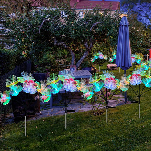 2 Pack JJGoo Solar Garden Lights, Solar Flower Swaying Light for Outside, New Upgraded Outdoor Waterproof Light