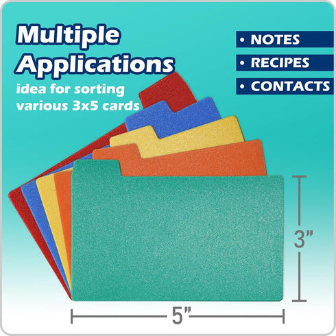 Olivo Plastic Index Card Dividers 3x5 Poly Set with 1/5 Cut Tabs for A-Z Alphabet, 30 Pack
