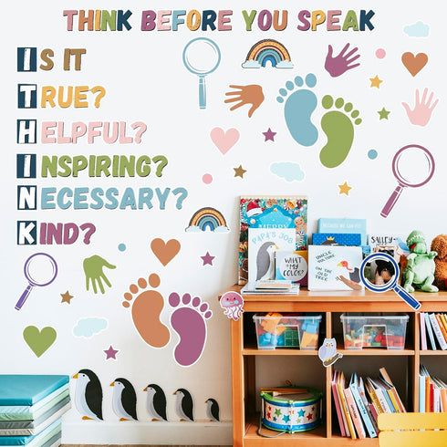 Boho Classroom Bulletin Board Decorations - Kindness Motivational Think Before You Speak Wall Decor