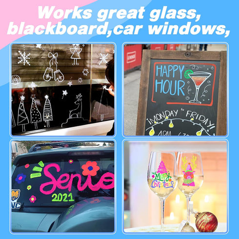 Liquid Chalk Markers Pens, 10 Metallic Colors Washable & Wet Erase for Blackboard, Glass Window, Graduation Celebration