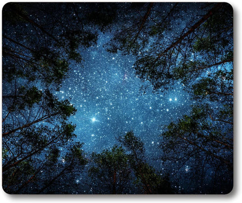 Smooffly Beautiful Night Sky Mouse Pad, The Milky Way and Trees, Non-Slip Rubber Gaming Mouse Pad