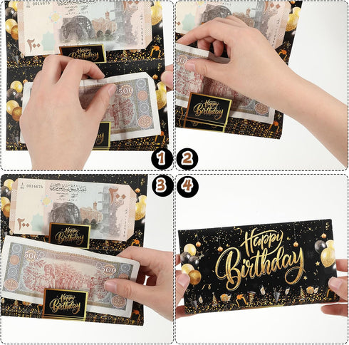 Bruislard Birthday Card Money Holder Birthday Money Envelope for Cash Gifts Surprise Black Gold Birthdays Gift Card
